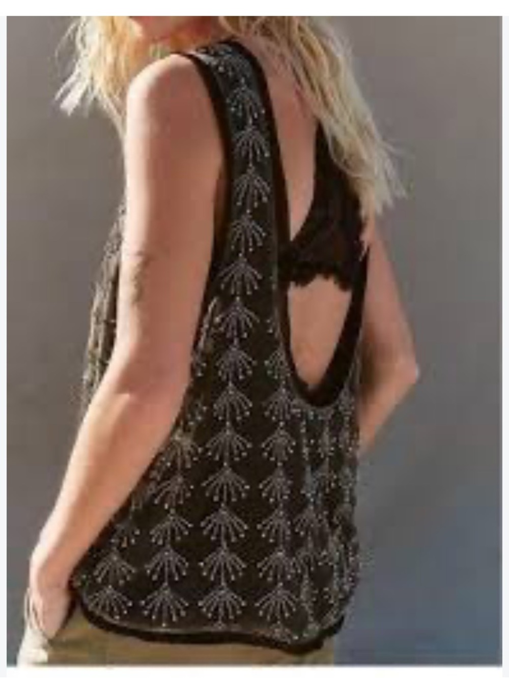 Free People "Against All Odds" Embellished Tank Top NWT Size Large
